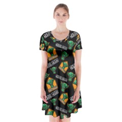 Halloween Ghoul Zone Icreate Short Sleeve V-neck Flare Dress by iCreate