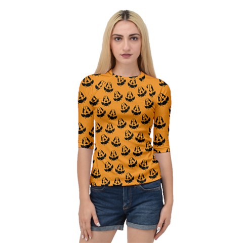 Halloween Jackolantern Pumpkins Icreate Quarter Sleeve Raglan Tee by iCreate