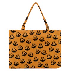 Halloween Jackolantern Pumpkins Icreate Zipper Medium Tote Bag by iCreate