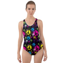 Peace Drips Icreate Cut-out Back One Piece Swimsuit by iCreate