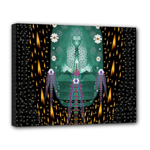 Temple Of Yoga In Light Peace And Human Namaste Style Canvas 14  X 11  by pepitasart