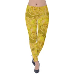 Summer Yellow Roses Dancing In The Season Velvet Leggings by pepitasart