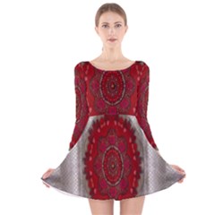 Strawberry  With Waffles And Fantasy Flowers In Harmony Long Sleeve Velvet Skater Dress by pepitasart