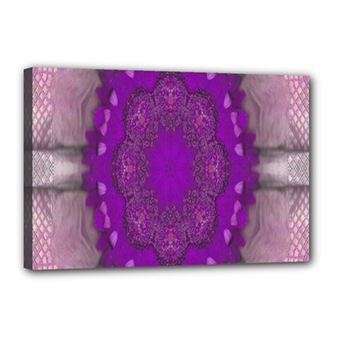 Fantasy-flowers In Harmony  In Lilac Canvas 18  X 12  by pepitasart