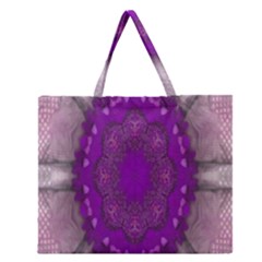 Fantasy-flowers In Harmony  In Lilac Zipper Large Tote Bag by pepitasart