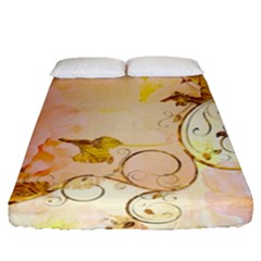 Wonderful Floral Design In Soft Colors Fitted Sheet (queen Size) by FantasyWorld7