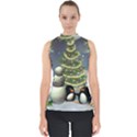 Funny Snowman With Penguin And Christmas Tree Shell Top View1