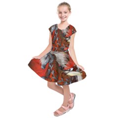 Awesome Steampunk Horse With Wings Kids  Short Sleeve Dress by FantasyWorld7