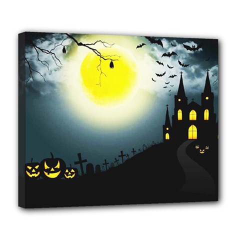 Halloween Landscape Deluxe Canvas 24  X 20   by Valentinaart