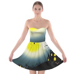 Halloween Landscape Strapless Bra Top Dress by Valentinaart