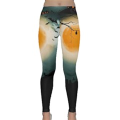 Halloween Landscape Classic Yoga Leggings by Valentinaart