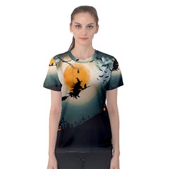 Halloween landscape Women s Sport Mesh Tee