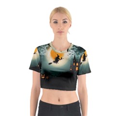 Halloween landscape Cotton Crop Top