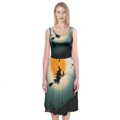 Halloween landscape Midi Sleeveless Dress