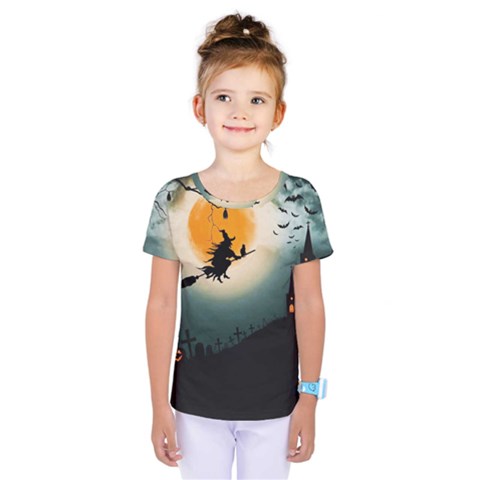 Halloween Landscape Kids  One Piece Tee by Valentinaart