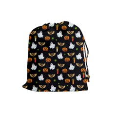 Halloween Pattern Drawstring Pouches (large)  by Valentinaart