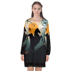 Headless Horseman Long Sleeve Chiffon Shift Dress  by Valentinaart