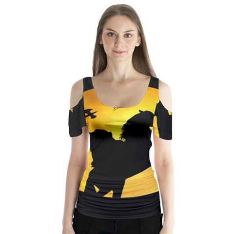 Headless Horseman Butterfly Sleeve Cutout Tee  by Valentinaart