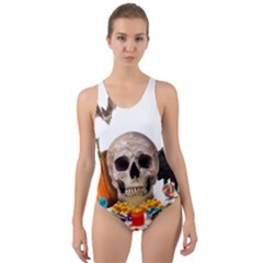 Halloween Candy Keeper Cut-out Back One Piece Swimsuit by Valentinaart
