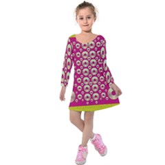 Going Gold Or Metal On Fern Pop Art Kids  Long Sleeve Velvet Dress