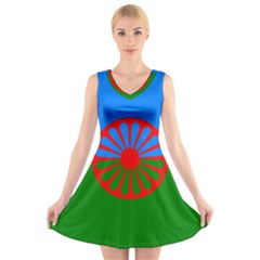 Gypsy Flag V-neck Sleeveless Skater Dress by Valentinaart