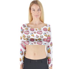 Sweet pattern Long Sleeve Crop Top