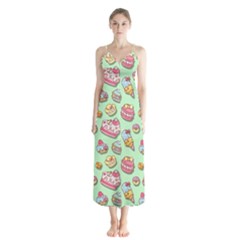 Sweet Pattern Button Up Chiffon Maxi Dress by Valentinaart