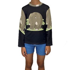 Cute Elephant Kids  Long Sleeve Swimwear by Valentinaart