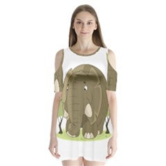 Cute Elephant Shoulder Cutout Velvet One Piece by Valentinaart