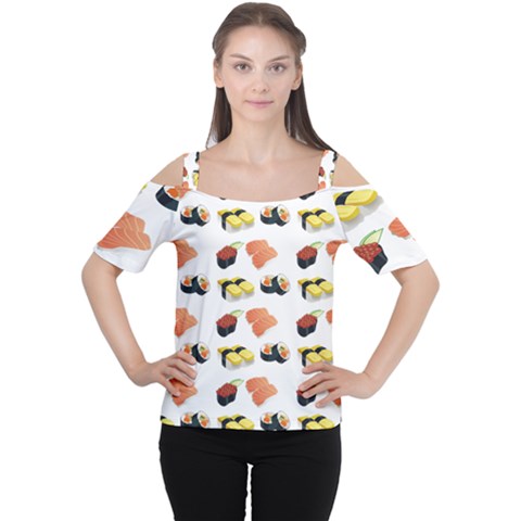 Sushi Pattern Cutout Shoulder Tee by Valentinaart