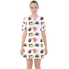 Sushi Pattern Sixties Short Sleeve Mini Dress by Valentinaart