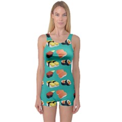 Sushi Pattern One Piece Boyleg Swimsuit by Valentinaart