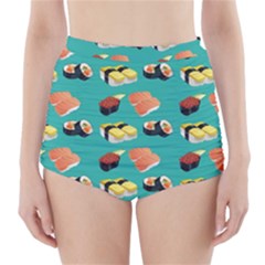 Sushi Pattern High-waisted Bikini Bottoms by Valentinaart