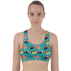 Sushi Pattern Back Weave Sports Bra by Valentinaart