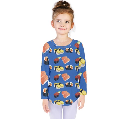 Sushi Pattern Kids  Long Sleeve Tee by Valentinaart