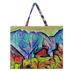 Magic Cube Abstract Art Zipper Large Tote Bag by NouveauDesign