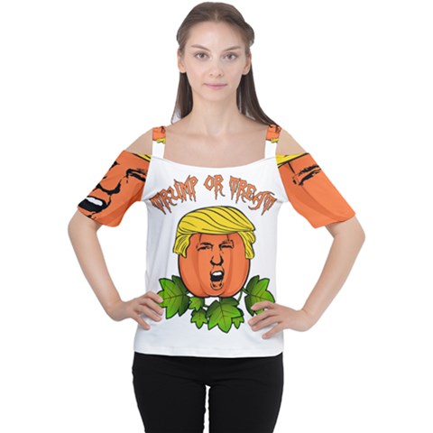 Trump Or Treat  Cutout Shoulder Tee by Valentinaart