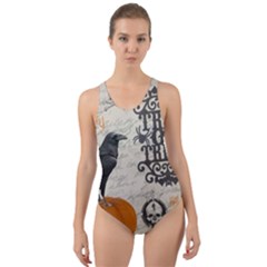 Vintage Halloween Cut-out Back One Piece Swimsuit