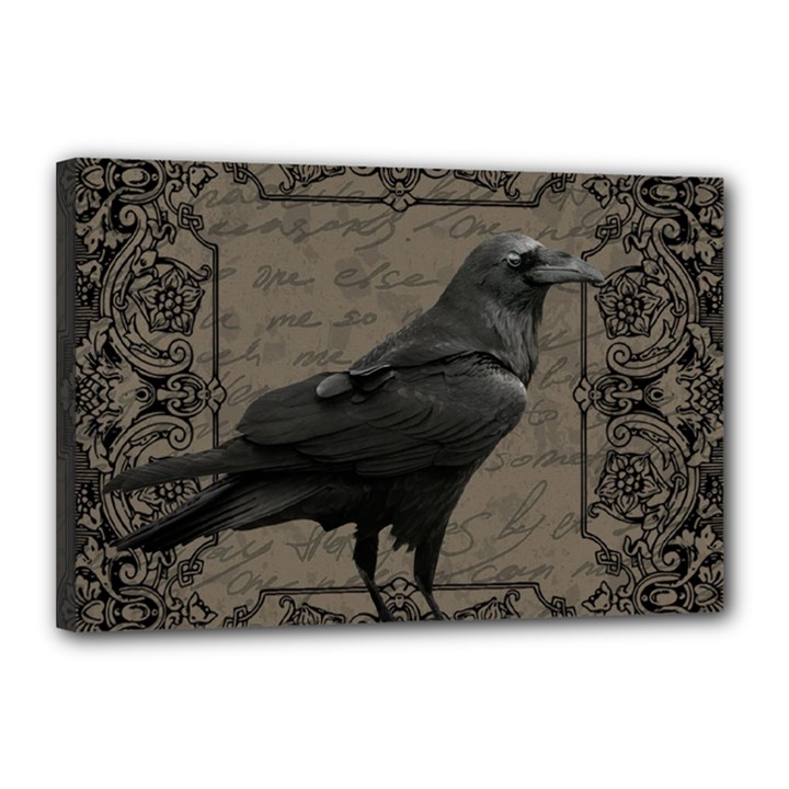 Vintage Halloween raven Canvas 18  x 12 