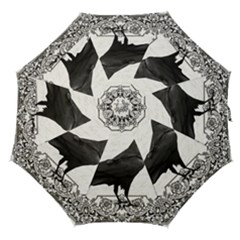 Vintage Halloween Raven Straight Umbrellas by Valentinaart