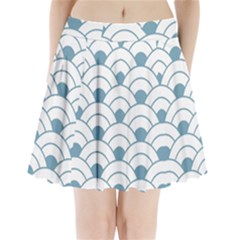 Art Deco,shell Pattern,teal,white Pleated Mini Skirt by NouveauDesign