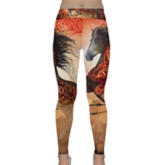Awesome Creepy Running Horse With Skulls Classic Yoga Leggings by FantasyWorld7