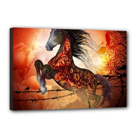Awesome Creepy Running Horse With Skulls Canvas 18  X 12  by FantasyWorld7