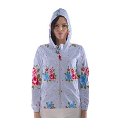 cute shabby chic floral pattern Hooded Wind Breaker (Women)