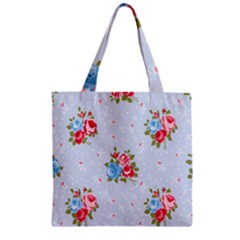 cute shabby chic floral pattern Zipper Grocery Tote Bag