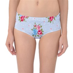 cute shabby chic floral pattern Mid-Waist Bikini Bottoms