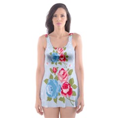 cute shabby chic floral pattern Skater Dress Swimsuit