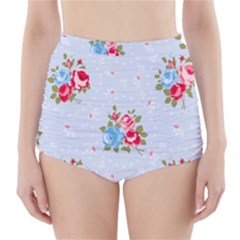 cute shabby chic floral pattern High-Waisted Bikini Bottoms