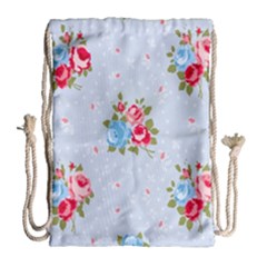 cute shabby chic floral pattern Drawstring Bag (Large)