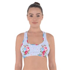 cute shabby chic floral pattern Cross Back Sports Bra